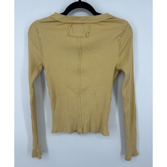 We The Free It's On Cardi Ribbed Knit Button Front In Big Dipper Yellow Sz S - Picture 2 of 6